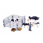 Zberateľské gumené kravičky bielo-čierne s farmárom 
